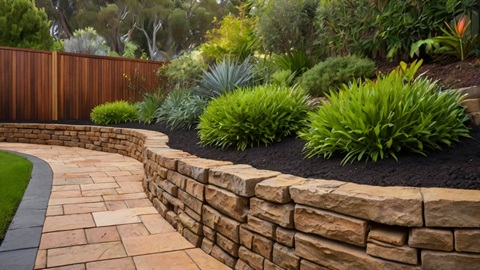 Licensed retaining wall builder constructing a wall in an Australian suburb