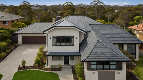 Australian home with a professionally repaired roof and clean gutters
